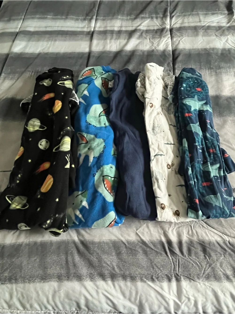 Mixed Kids Pajama Onesie Bundle - Sharks, Space & Ocean Prints